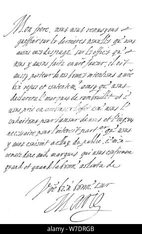 Lettre de Marie de Médicis au duc de Savoie, fin du xvie - début du xviie siècle (1865).Artiste : Frederick George Netherclift Banque D'Images