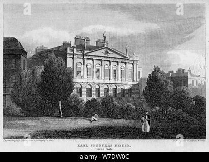 Earl Spencer's House, Green Park, Westminster, Londres, 1815.Artiste : Byrne Banque D'Images