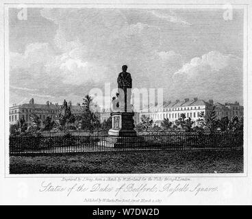 Statue du duc de Bedford, Russell Square, Bloomsbury, Londres, 1817.Artiste : J Greig Banque D'Images