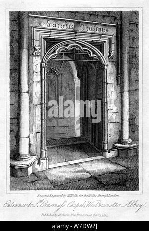 Entrée de la Chapelle St Erasme, l'abbaye de Westminster, Londres, 1817.Artiste : W Wallis Banque D'Images