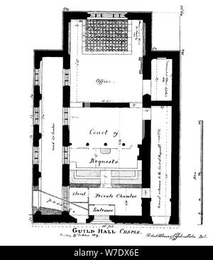 Un plan de Guildhall chapelle, rue King, Cheapside, Londres, 1819 (1886).Artiste : William Griggs Banque D'Images