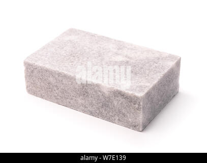 Seul le bloc de marbre non poli isolated on white Banque D'Images