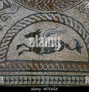 Détail d'une mosaïque romaine montrant un cheval de mer, 1er siècle. Artiste : Inconnu Banque D'Images