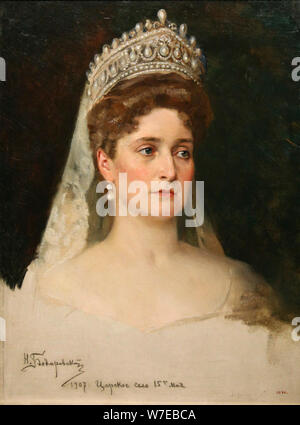 'Portrait de l'impératrice Alexandra Feodorovna', 1907. Artiste : Nikolai Bodarevsky Banque D'Images