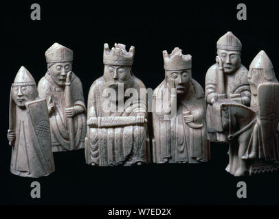 La Lewis Chessmen, (Norvégien ?), c1150-c1200. Artiste : Inconnu Banque D'Images