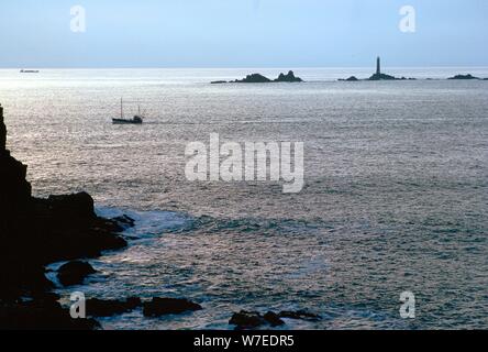 Phare de drakkars Lands End. Banque D'Images