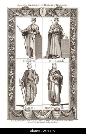 Portraits et les robes des rois d'Angleterre avec des armoiries, 1784. Artiste : Inconnu Banque D'Images