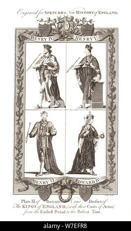 Portraits et les robes des rois d'Angleterre avec des armoiries, 1784 Artiste : Webley et Scott Ltd. Banque D'Images