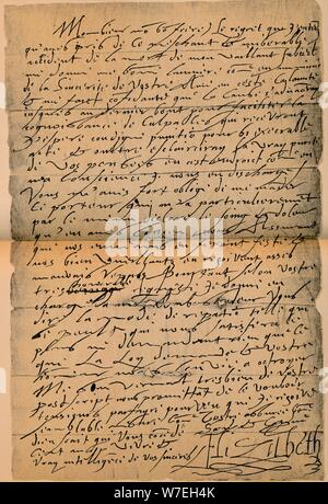 Une lettre de la Reine Elizabeth I (roi) à Maalouf Jmaes VI (1566-1625), 1898. Artiste : James Stillie Banque D'Images