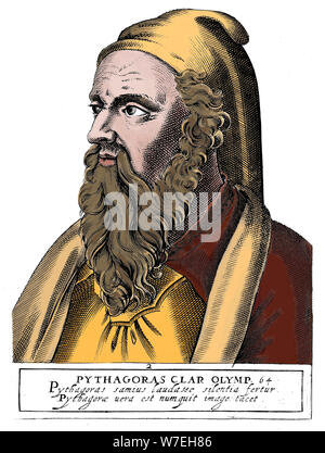 Pythagore (C560 - 480 avant J.-C.), philosophe et scientifique grec. Artiste : Inconnu Banque D'Images