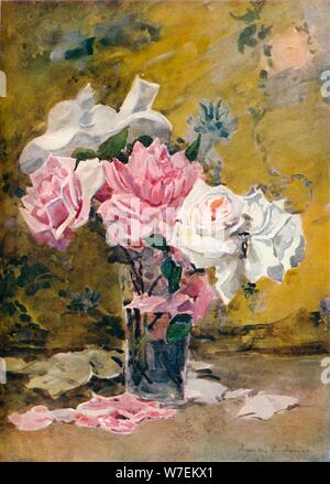 'Roses et Brocade', c du xixe siècle. Artiste : Francis Edward James. Banque D'Images