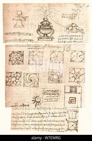 Trois dessins architecturaux, c1472-c1519 (1883). Artiste : Leonardo da Vinci. Banque D'Images