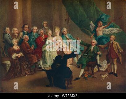 'David Garrick dans la salle verte', 18e siècle. Artiste : William Hogarth. Banque D'Images