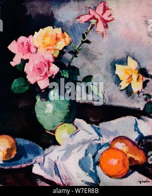 'Roses et Fruit', c1931. Artiste : Samuel John Peploe. Banque D'Images
