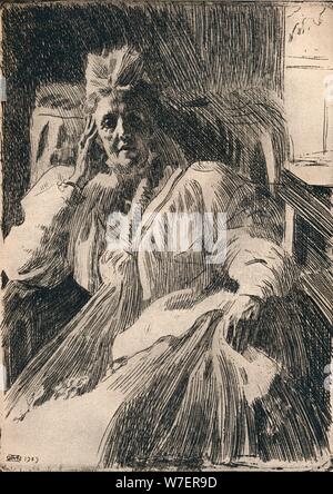 Une gravure du Dowagger reine de Suède, c1909. Artiste : Anders Leonard Zorn. Banque D'Images