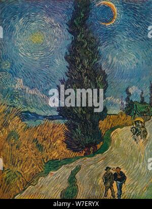 La Route Aux Cypres', 1890. Artiste : Vincent van Gogh. Banque D'Images