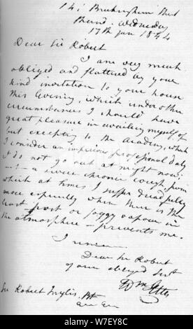 Une lettre de William Etty, 17 janvier 1844 (1904). Artiste : William Etty. Banque D'Images