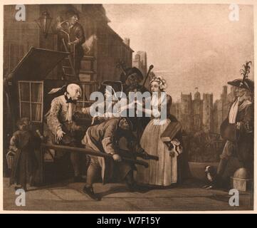 'Un Rake's Progress - 4 : l'Arrestation", 1733. Artiste : William Hogarth. Banque D'Images