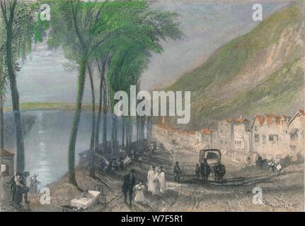 'Vue sur la Seine, entre Mantes et Vernon', 1837. Artiste : Edward Paxman Brandard. Banque D'Images