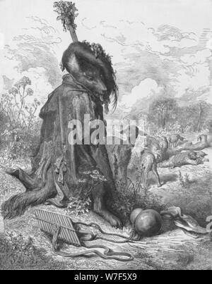 'Le loup se tourna Berger', 1870. Artiste : Antoine Valerie Bertrand. Banque D'Images