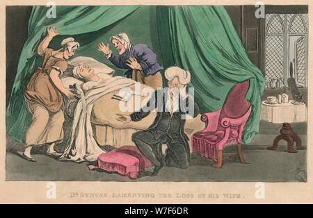 Syntaxe 'Dr déplorant la perte de son épouse", 1820. Artiste : Thomas ROWLANDSON. Banque D'Images