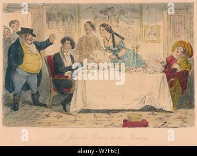 'Mr. L'Jorrocks retourner à sa famille", 1854. Artiste : John Leech. Banque D'Images
