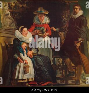 "Retrato de Familia', peintre (familial), 1612-1622, (c1934). Artiste : Jacob Jordaens. Banque D'Images