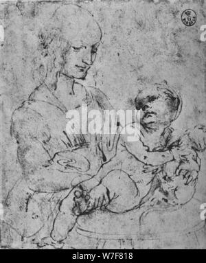 'Madonna et enfant avec un chat', 1478-1480 (1945). Artiste : Leonardo da Vinci. Banque D'Images