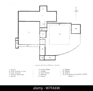 'Plan Masse de l'abbaye de Netley', 1897. Artiste : Alexander Francis Lydon. Banque D'Images