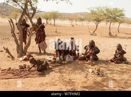 Village de la tribu Himba, Kaokoveld, Namibie, Afrique du Sud Banque D'Images