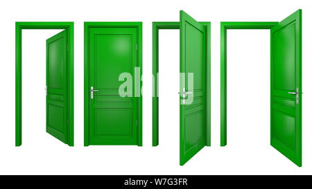 Collection de portes vert isolé Banque D'Images