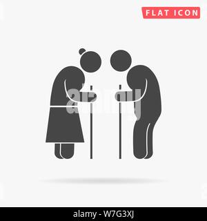 Personnes âgées à la retraite l'âge senior couple. Les personnes âgées de la haute retraite. Caractères grands-parents. Télévision style design illustration vectorielle minimal pour l'icône web de Illustration de Vecteur