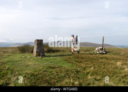 Le sommet approche Walker Trig Point d'Fellbarrow avec Blake est tombé et Burnbank tomba en arrière-plan, Lake District, Cumbria, Royaume-Uni Banque D'Images