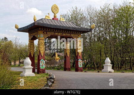 Entrée de Kagyu Samye Ling Monastery et monastère tibétain Banque D'Images