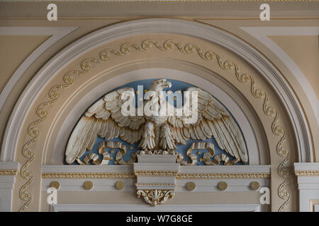 Détail architectural au Centre Régional des Arts, maison des arts et des sciences humaines régionales Conseil en ce qui a été le premier palais de justice du District fédéral de Texarkana, Texas Banque D'Images