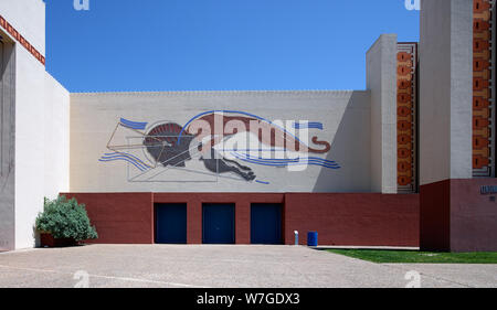 Relief Art déco, l'un des nombreux à Fair Park, site de la célébration du Centenaire de 1936 au Texas et l'exposition panaméricaine en 1937 à Dallas, Texas Banque D'Images