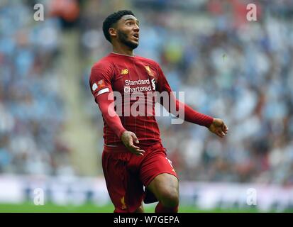 JOE GOMEZ LIVERPOOL Liverpool V MANCHESTER CITY, FA COMMUNITY SHIELD le stade de Wembley, LONDRES, ANGLETERRE 04 août 2019 GBD14538 LIVERPOOL V MANCHESTER CITY LE FA COMMUNITY SHIELD 04/08/19 ATTENTION ! Cette photo ne peut être utilisée que pour les journaux et/ou à des fins d'édition de magazines. Ne peut être utilisé pour les publications impliquant 1 joueur, 1 ou 1 Concours Club sans autorisation écrite de Football DataCo Ltd. Pour toute question, veuillez communiquer avec le Football DataCo Ltd au  +44 (0) 207 864 9121 Banque D'Images