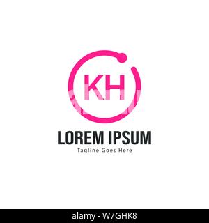 Logo initiale KH modèle avec cadre moderne. Lettre KH minimaliste design logo vector illustration Illustration de Vecteur