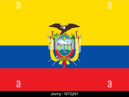 Drapeau de l'Equateur avec des armoiries. Illustration vecteur EPS10 Illustration de Vecteur