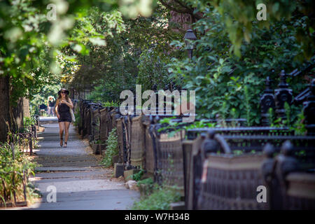 Activités dans la family-friendly, quartier branché de Park Slope à Brooklyn à New York le dimanche, Juillet 28, 2019. (© Richard B. Levine) Banque D'Images