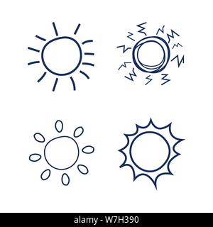 Hand drawn doodle symboles soleil logo vector set de conception d'image Illustration de Vecteur