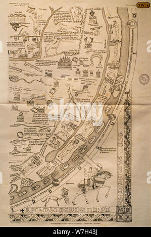 1300 Mappa Mundi, Hereford et médiévale T O T O-site / site / T-O carte (orbis terrarum) faite par Richard de Haldingham / Richard de Bello Banque D'Images