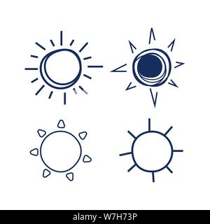 Hand drawn doodle symboles soleil logo vector set de conception d'image Illustration de Vecteur