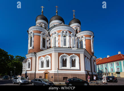 La cathédrale Alexandre Nevsky orthodoxe russe à Tallinn, Estonie le 21 juillet 2019 Banque D'Images