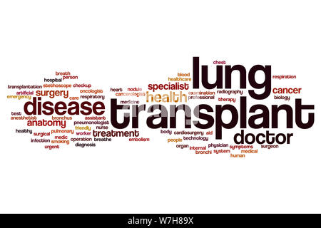 Mot de transplantation pulmonaire concept cloud Banque D'Images