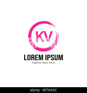 Logo kv initial modèle avec cadre moderne. Lettre KV minimaliste design logo vector illustration Illustration de Vecteur