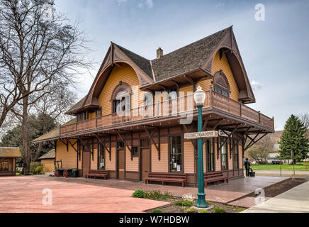 Historique Union Pacific Depot, 1881, musée maintenant, à Dayton, plateau de Columbia, Washington, USA Banque D'Images