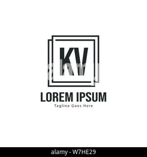 Logo kv initial modèle avec cadre moderne. Lettre KV minimaliste design logo vector illustration Illustration de Vecteur