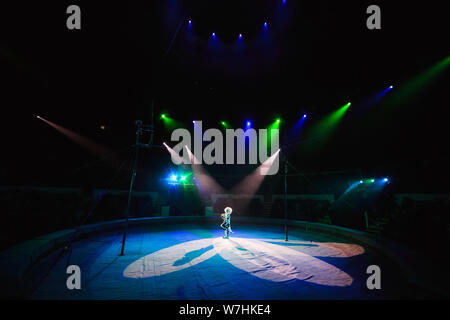 Performance de clown dans le cirque. Équilibristes au cirque. Banque D'Images