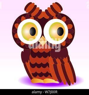 Un hibou peint en couleurs d'un halloween, les plumes des ailes et de la bourgogne, orange et un détail stern avec plumes détaillées Illustration de Vecteur